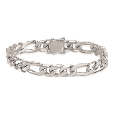 14K White Gold 8.8mm Figaro Chain Bracelet – view 4