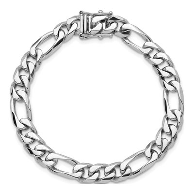 14K White Gold 8.8mm Figaro Chain Bracelet – view 6