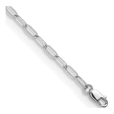 14K White Gold 2.4mm Flat Oval Cable Chain