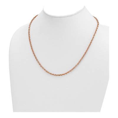 14K Rose Gold 3.5mm Oval Rolo Open Link Chain – view 4