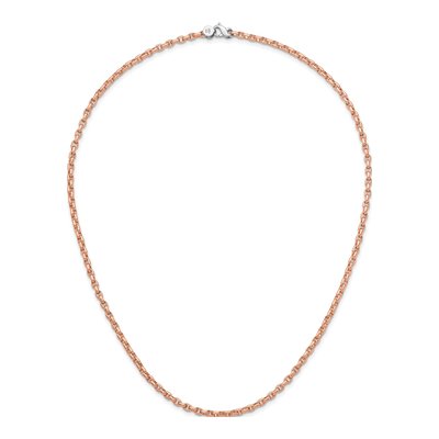 14K Rose Gold 3.5mm Oval Rolo Open Link Chain – view 5