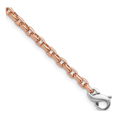 14K Rose Gold 3.5mm Oval Rolo Open Link Chain