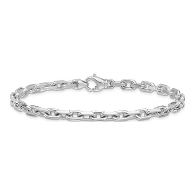14K White Gold 5mm Flat Cable Chain Bracelet – view 4