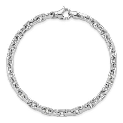 14K White Gold 5mm Flat Cable Chain Bracelet – view 5