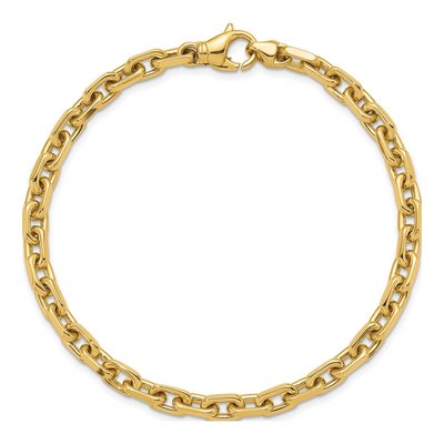 14K Yellow Gold 5mm Flat Cable Chain Bracelet – view 6