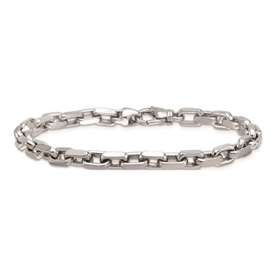 14K White Gold 5.4mm Flat Cable Chain Bracelet – view 4