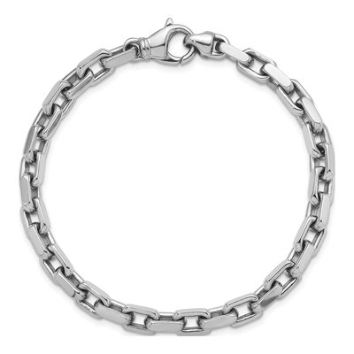 14K White Gold 5.4mm Flat Cable Chain Bracelet – view 5