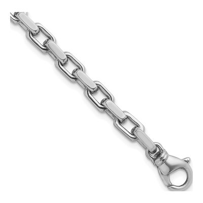 14K White Gold 5.4mm Flat Cable Chain Bracelet