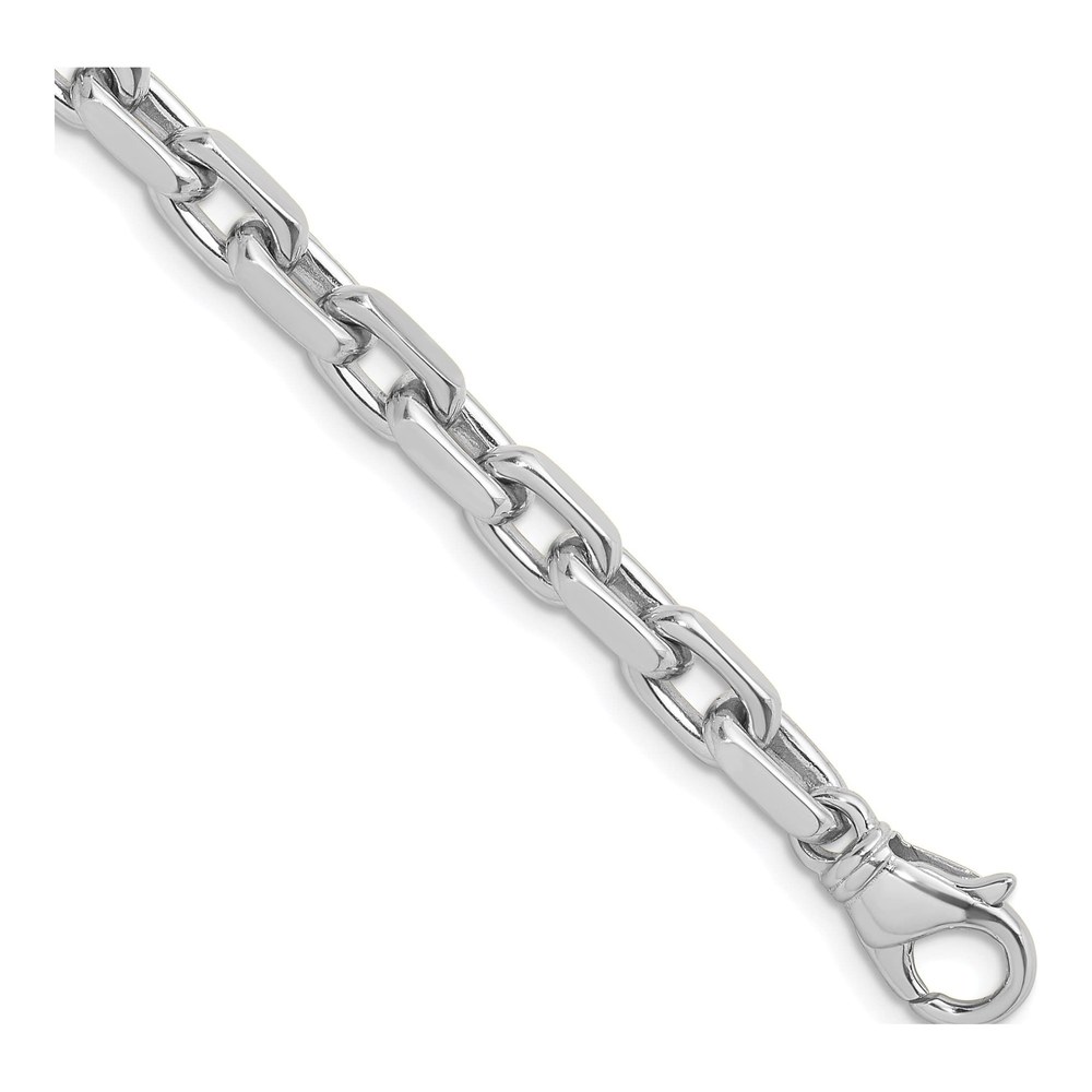 Herco 14K White Gold Rhodium-Plated Polished Solid 6.2mm Flat Edge Cable 30 Inch Chain Necklace with Lobster Clasp