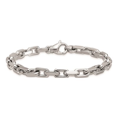 14K White Gold 6.2mm Flat Cable Chain Bracelet – view 5
