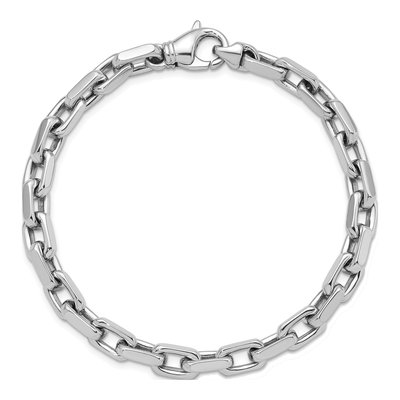 14K White Gold 6.2mm Flat Cable Chain Bracelet – view 6