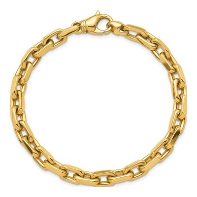 14K Yellow Gold 6.2mm Flat Cable Chain Bracelet – view 6