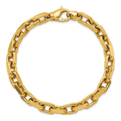 14K Yellow Gold 7.7mm Flat Cable Chain Bracelet – view 6
