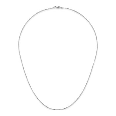 14K White Gold 1.2mm Diamond-Cut Flat Oval Cable Chain – view 6
