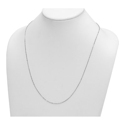 14K White Gold 1.2mm Diamond-Cut Flat Oval Cable Chain – view 5