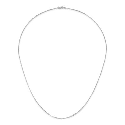 14K White Gold 1.2mm Diamond-Cut Flat Oval Cable Chain – view 6