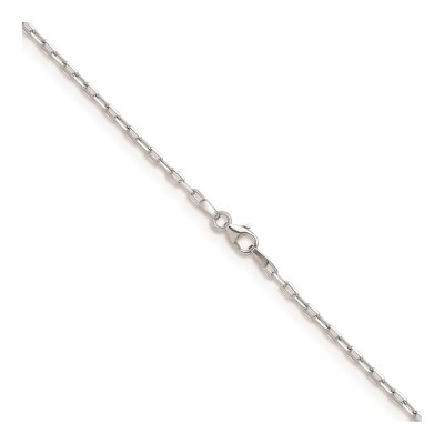 14K White Gold 2.2mm Diamond-Cut 24-inch Flat Oval Cable Chain – view 4