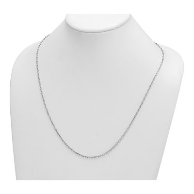 14K White Gold 2.2mm Diamond-Cut 24-inch Flat Oval Cable Chain – view 5