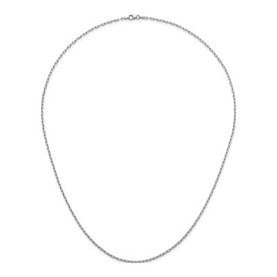 14K White Gold 2.2mm Diamond-Cut 24-inch Flat Oval Cable Chain – view 6