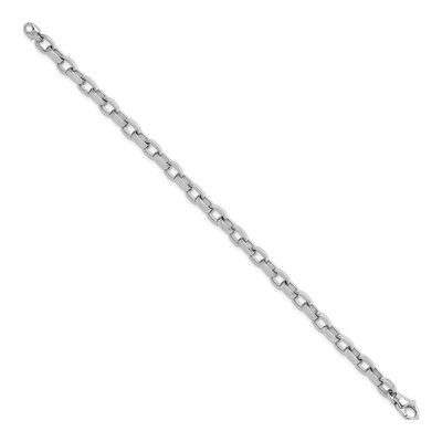 14K White Gold 5.7mm Oval Open Link Chain Bracelet – view 2