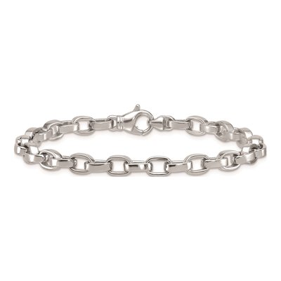 14K White Gold 5.7mm Oval Open Link Chain Bracelet – view 3