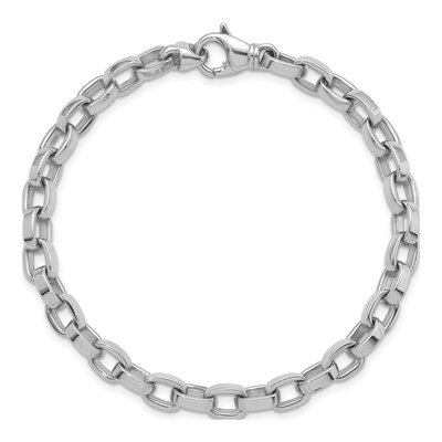 14K White Gold 5.7mm Oval Open Link Chain Bracelet – view 4