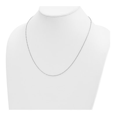 14K White Gold 1.4mm Flat Oval Open Link Chain – view 5