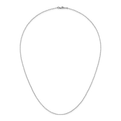 14K White Gold 1.4mm Flat Oval Open Link Chain – view 6