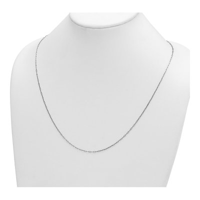 14K White Gold 1.4mm Oval Flat Open Link Chain – view 5