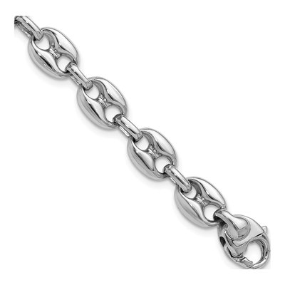 14K White Gold 8.1mm Anchor Chain Bracelet