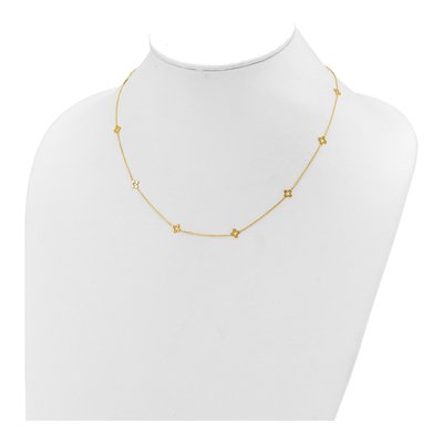 14K Yellow Gold Open Clover Station Necklace – view 4