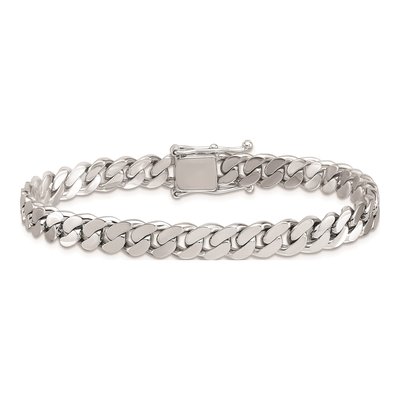 14K White Gold 7.7mm Curb Chain Bracelet – view 4