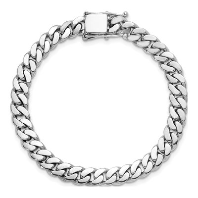 14K White Gold 7.7mm Curb Chain Anklet – view 5