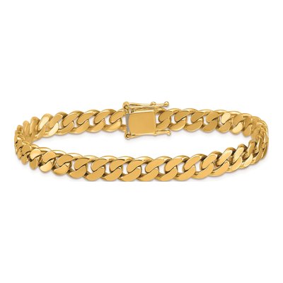 14K Yellow Gold 7.7mm Curb Chain Bracelet – view 5
