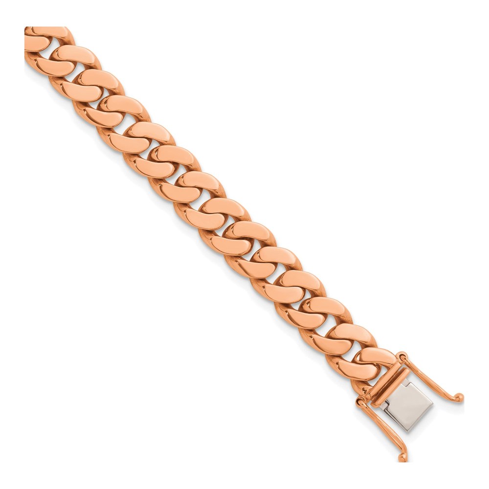 Herco 14K Rose Gold Polished Solid 9.5mm Curb 20 Inch Chain Necklace with Box Catch Clasp