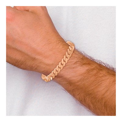 14K Rose Gold 9.5mm Curb Chain Bracelet – view 6