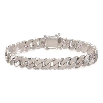 14K White Gold 9.5mm Curb Chain Bracelet – view 4