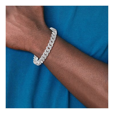 14K White Gold 9.5mm Curb Chain Bracelet – view 7