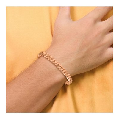 14K Rose Gold 6.7mm Curb Chain Bracelet – view 6