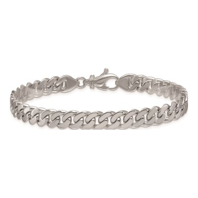14K White Gold 6.7mm Curb Chain Bracelet – view 3