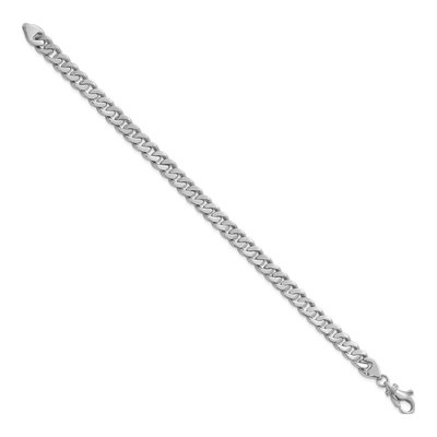 14K White Gold 6.7mm Curb Chain Bracelet – view 2