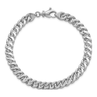 14K White Gold 6.7mm Curb Chain Bracelet – view 4
