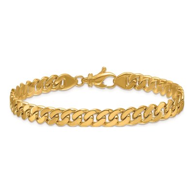 14K Yellow Gold 6.7mm Curb Chain Bracelet – view 3