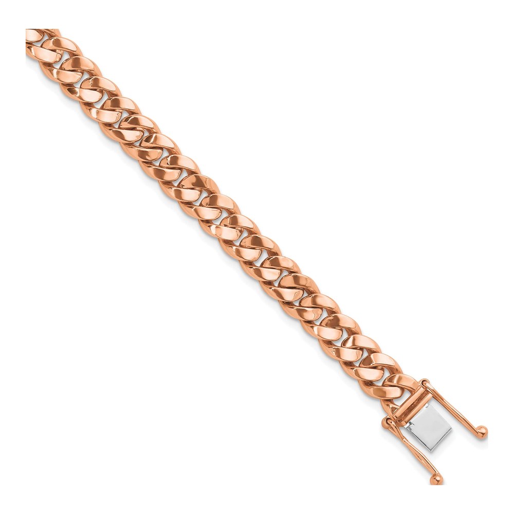 Herco 14K Rose Gold Polished Solid 8.2mm Curb 18 Inch Chain Necklace with Box Catch Clasp