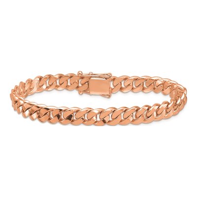 14K Rose Gold 8.2mm Curb Chain Bracelet – view 3