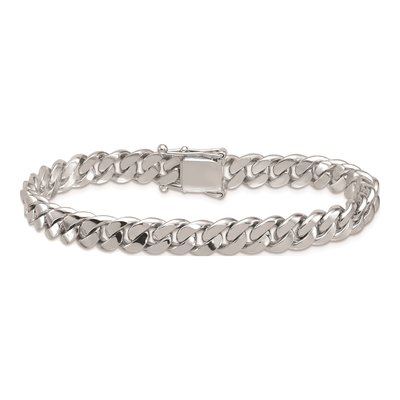 14K White Gold 8.2mm Curb Chain Bracelet – view 3