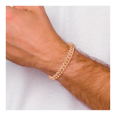 14K Rose Gold 9.5mm Curb Chain Bracelet – view 6