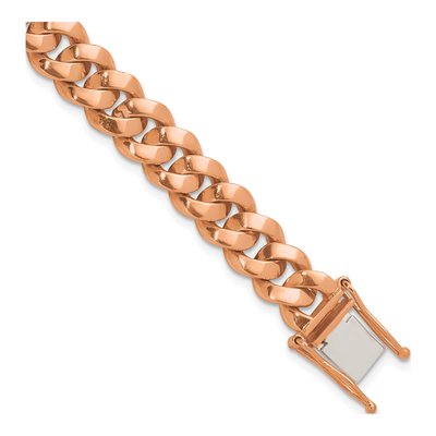 14K Rose Gold 9.5mm Curb Chain Bracelet