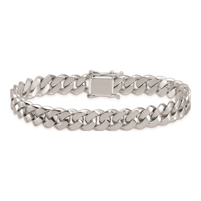 14K White Gold 9.5mm Curb Chain Bracelet – view 3