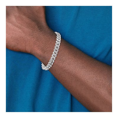14K White Gold 9.5mm Curb Chain Bracelet – view 6